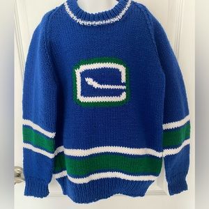 New Hand Knit Vancouver Canucks Jersey Sweater Kids Size 12